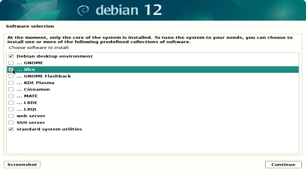 Debian 12 installer screen.